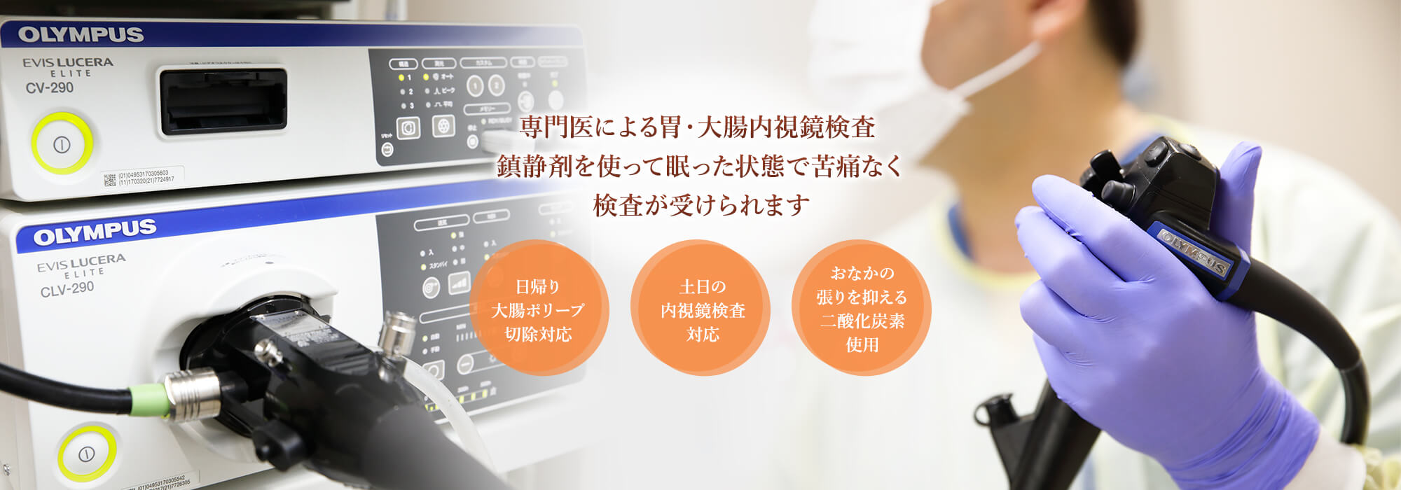 専門医による胃・大腸内視鏡検査 鎮静剤を使って眠った状態で苦痛なく検査が受けられます